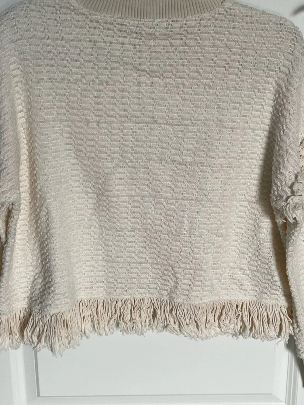 ZARA Women's Cream Fringe Turtleneck Sweater Size XS 54447